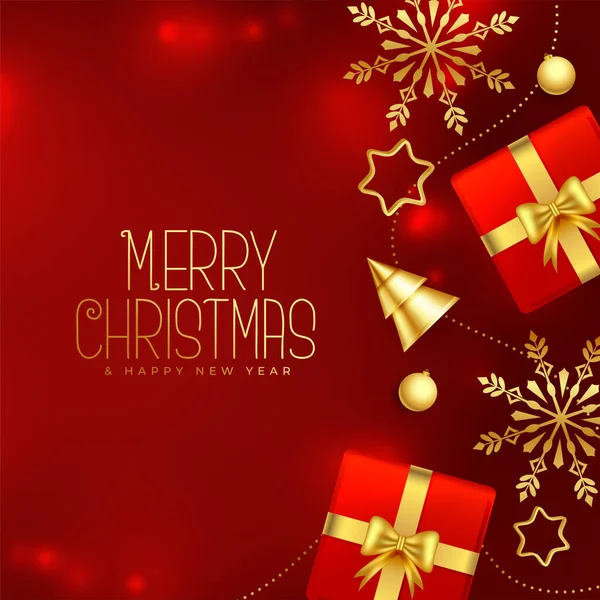 クリスマスの赤い背景とクリスマスの要素のデザイン — ストックベクタ