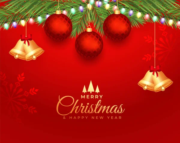 装飾的なメリークリスマス赤の背景とクリスマス要素のデザイン — ストックベクタ