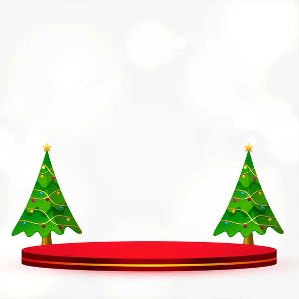 Disegno Podio Con Albero Natale Isolato Buon Natale — Vettoriale Stock