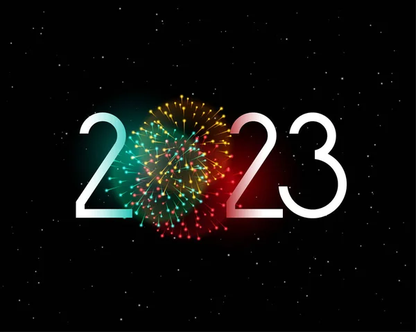 2023 Cartel Celebración Año Nuevo Evento Con Colorido Vector Fuegos — Archivo Imágenes Vectoriales