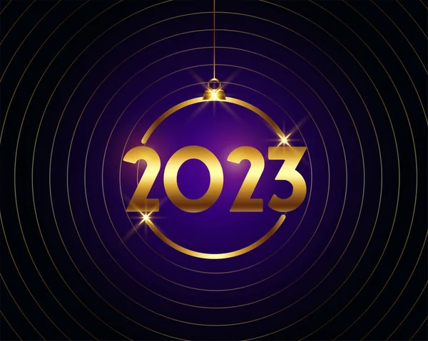 Glanzend Gouden 2023 Tekst Opknoping Stijl Voor Nieuwjaar Banner Vector — Stockvector