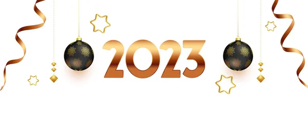 Decoratieve Gelukkig Nieuwjaar 2023 Partij Poster Vector — Stockvector