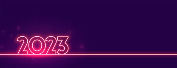 Leuchtender Neon Stil 2023 Schriftzug Für Neujahrsbanner Vektor — Stockvektor