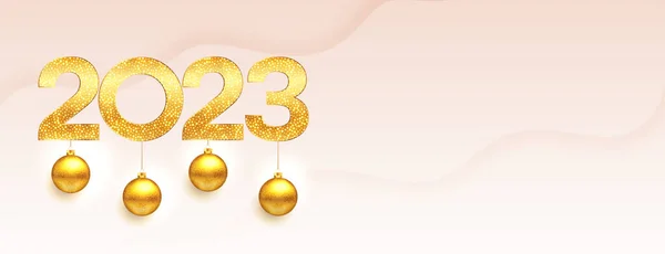 Oro Brillante 2023 Año Nuevo Partido Banner Vector — Vector de stock