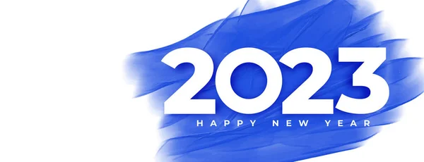 Happy New Year 2023 Banner Blue Watercolor Style Vector — Stock Vector