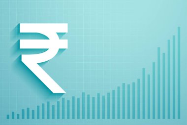 dijital para Indian Rupi ticaret konsepti arkaplan vektörü 