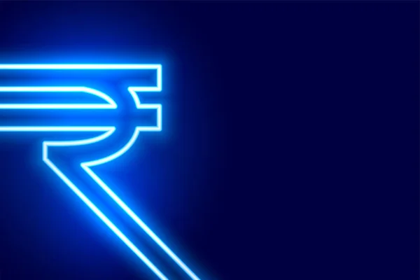 Neon Style Ψηφιακή Ινδική Ρουπία Φόντο Κείμενο Χώρο Διάνυσμα — Διανυσματικό Αρχείο
