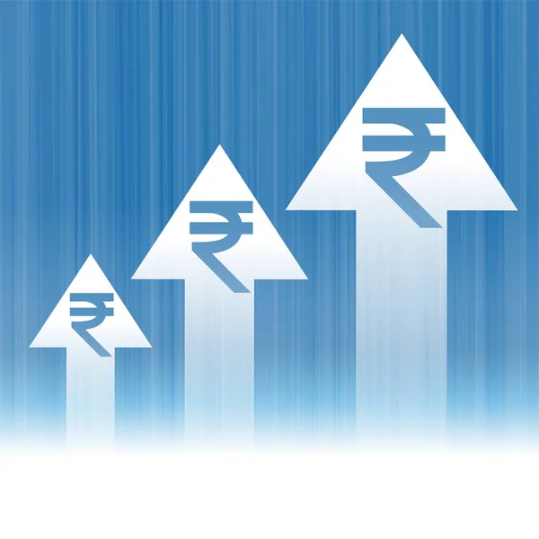 Symbole Monnaie Indienne Avec Grandir Flèche Concept Arrière Plan Vecteur — Image vectorielle