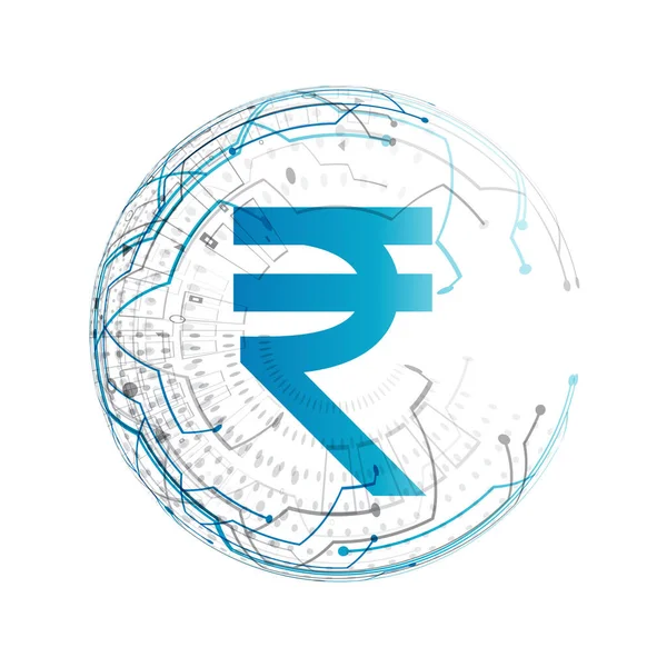 Digitales Geld Indische Rupie Futuristische Schaltungstechnologie Hintergrundvektor — Stockvektor