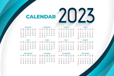 modern biçim 2023 yeni yıl takvim şablon vektör tasarımı