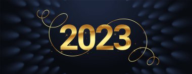 2023 altın metin vektörüyle zarif mutlu yıllar afişi 