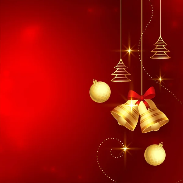 Golden Christmas Elements Text Space Red Background Vector — Stock Vector