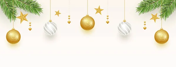 Banner Saludo Navidad Alegre Agradable Con Bola Vector Abeto Verde — Archivo Imágenes Vectoriales