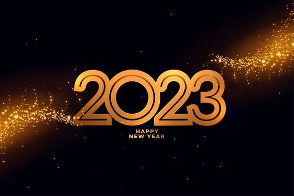 Κομψό 2023 Νέο Έτος Banner Χρυσό Σωματίδιο Διανυσματικό Σχεδιασμό — Διανυσματικό Αρχείο