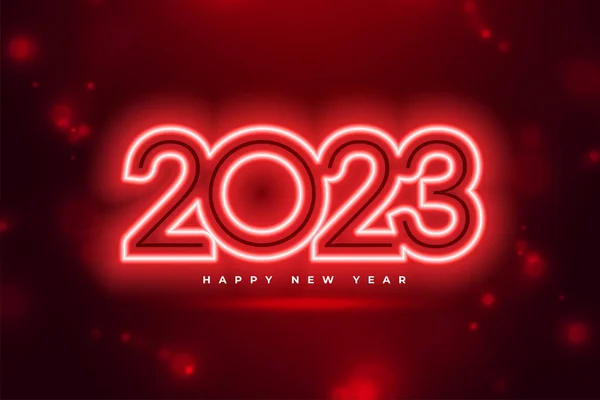 新年の赤い旗のための輝くネオン2023テキストベクトル — ストックベクタ