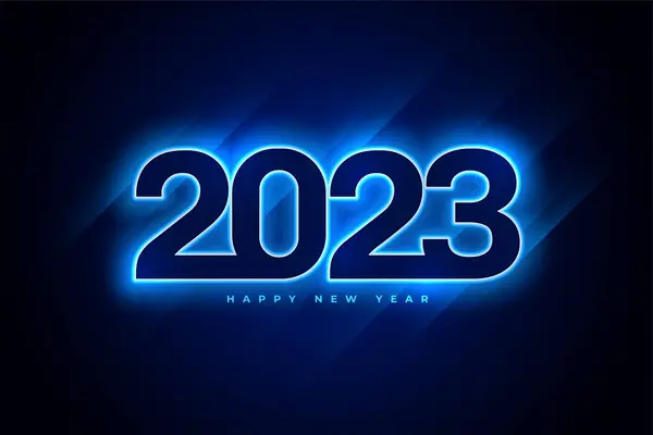 Szczęśliwego Nowego Roku 2023 Tło Wakacje Neon Efekt Świetlny Wektor — Wektor stockowy