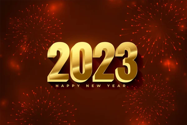 2023 Golden Lettering New Year Poster Firework Vector — Stock Vector