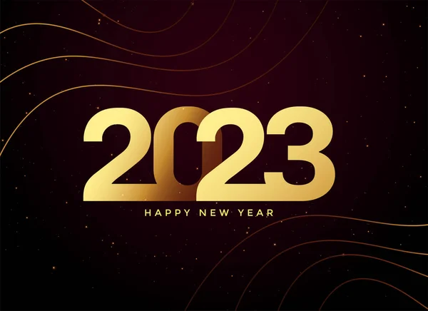 Ευτυχισμένο Νέο Έτος Χαιρετισμός Banner 2023 Κείμενο Χρυσό Διάνυσμα — Διανυσματικό Αρχείο