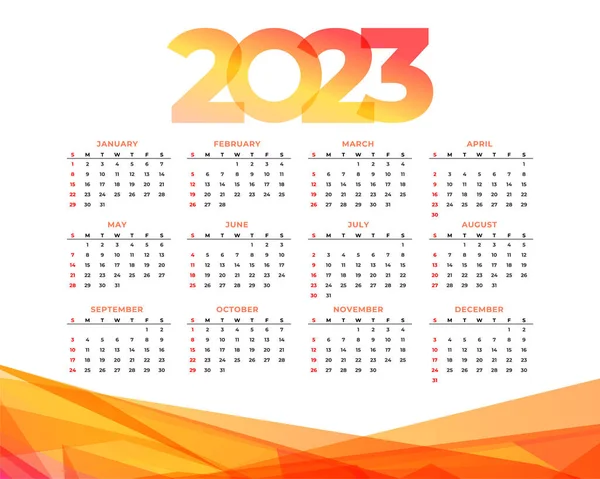 Nový Rok 2023 Kalendář Abstraktním Stylu Vektorového Designu — Stockový vektor