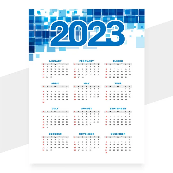 Modrá Vertikální 2023 Nový Rok Kalendář Rozvržení Vektor Design — Stockový vektor