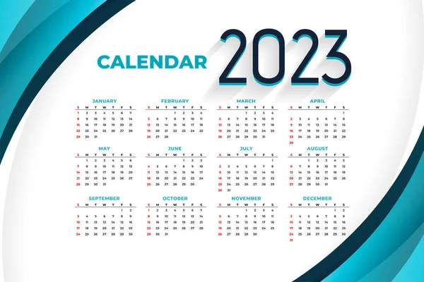 Moderne Stijl 2023 Nieuwjaar Kalender Sjabloon Vector Ontwerp — Stockvector