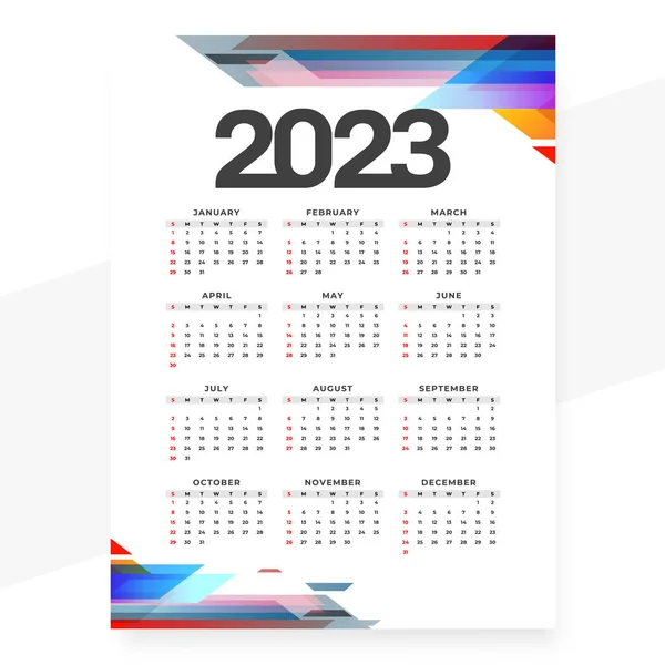 Geometric Style 2023 Business Calendar Template Vector — 스톡 벡터