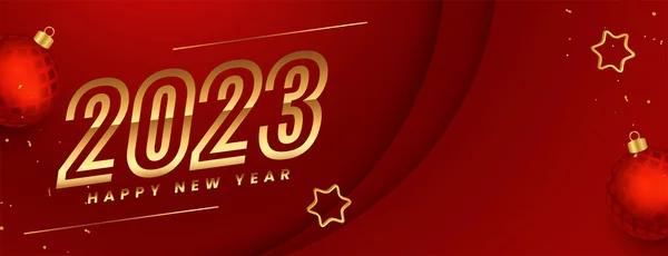 2023 New Year Red Banner Christmas Ball Vector — Stock Vector