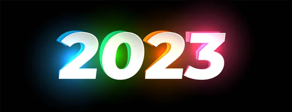 Ευτυχισμένο Νέο Έτος Πανό Πολύχρωμο Λαμπερό 2023 Διάνυσμα Κείμενο — Διανυσματικό Αρχείο