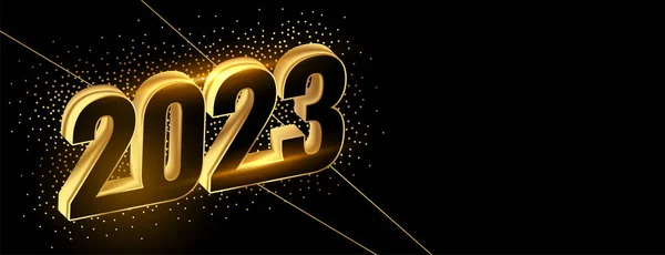 Στυλ Νέο Έτος 2023 Banner Κείμενο Χρυσό Διάνυσμα Glitter — Διανυσματικό Αρχείο