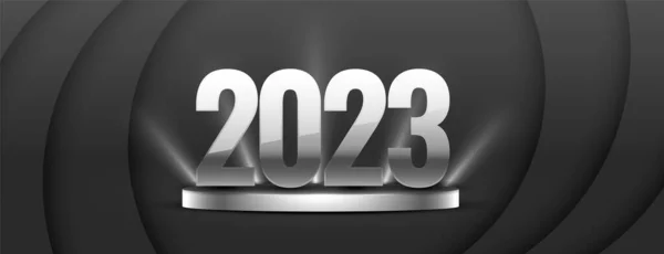 2023 Újévi Rendezvény Banner Dobogós Platform Vektorral — Stock Vector