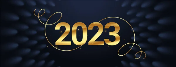 2023 Altın Metin Vektörüyle Zarif Mutlu Yıllar Afişi — Stok Vektör