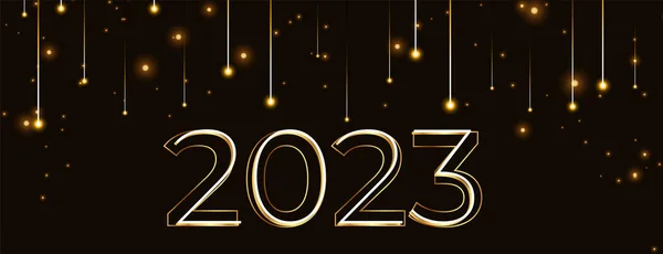 3D风格2023快乐新年祝福横幅与光效果矢量 — 图库矢量图片