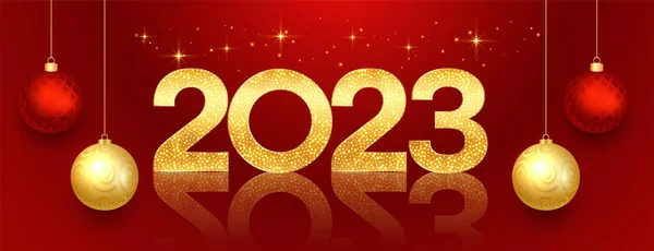 Brillant 2023 Nouvelle Bannière Célébration Année Avec Vecteur Boule — Image vectorielle