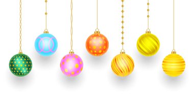 Renkli Noel eşyaları koleksiyonu. Değerli elementler tasarımı. 