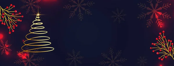 Alegre Banner Natal Com Árvore Xmas Abstrata Vetor Baga Azevinho —  Vetores de Stock