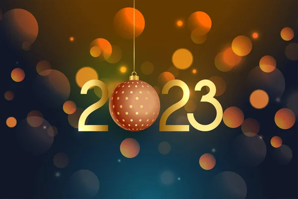 Volante Año Nuevo 2023 Con Bola Navidad Vector Fondo Bokeh — Archivo Imágenes Vectoriales
