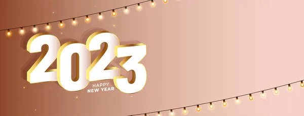 2023 Banner Felicitación Año Nuevo Con Luz Festoon Vector — Vector de stock