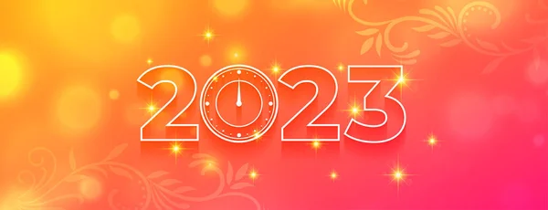 Krásný 2023 Nový Rok Příležitost Prapor Hodinovým Vektorem — Stockový vektor