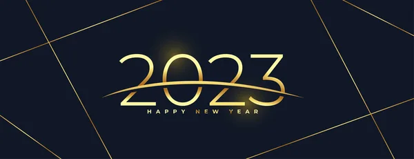 Gelukkig Nieuwjaarsspandoek Met Gouden 2023 Belettering Vector — Stockvector