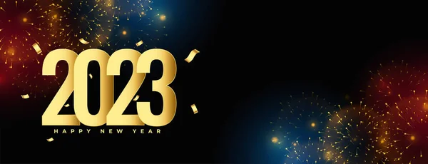 2023 Новий Рік Великий Святкування Банер Феєрверком Вектор — стоковий вектор