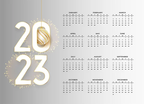 2023 Neujahr Kalenderentwurf Mit Dekorativem Elementvektor — Stockvektor