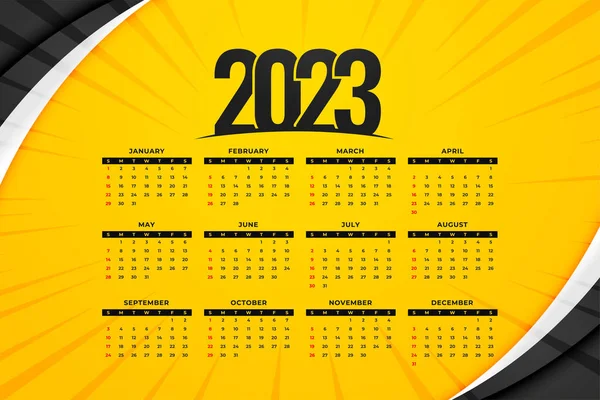 Stylischer Neujahrskalender 2023 Für Eventplaner — Stockvektor