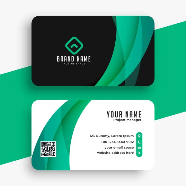 Black Green Professional Business Card Template Vector — Stock Vector