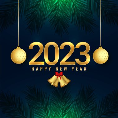 Güzel 2023 yeni yıl afişi Noel dekoratif unsurları tasarımı 