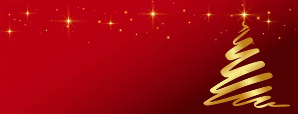 Glanzend Lint Stijl Kerstboom Rood Banner Met Tekst Ruimte Vector — Stockvector