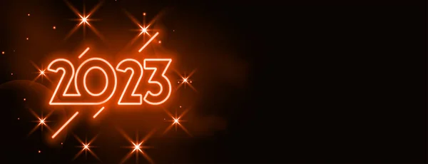 Щасливий Новорічний Банер Текстом 2023 Року Векторі Ефекту Неону — стоковий вектор
