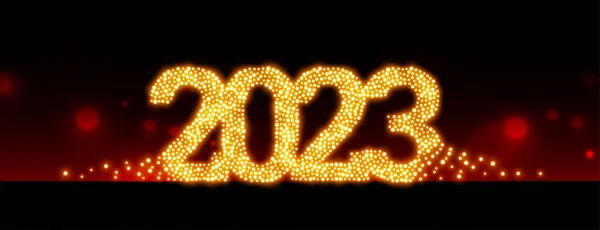 Happy New Year Golden Sparkle 2023 Text Banner Vector — Stock Vector