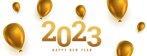 Реалістичний 2023 Новорічний Вечірній Банер Золотим Кульковим Вектором — стоковий вектор
