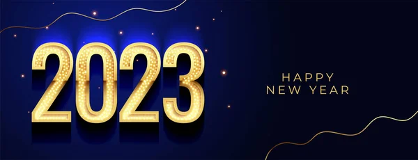 Szczęśliwego Nowego Roku Wakacje Baner Złotym 2023 Wektor Tekstu — Wektor stockowy