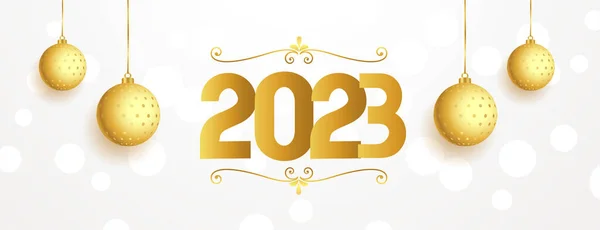 2023 Banner Invitación Año Nuevo Con Diseño Vectores Bauble — Vector de stock